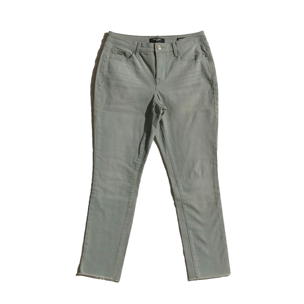 Nine West Jeans Womens Size 4 Green High Rise Gramercy Skinny Crop Ankle